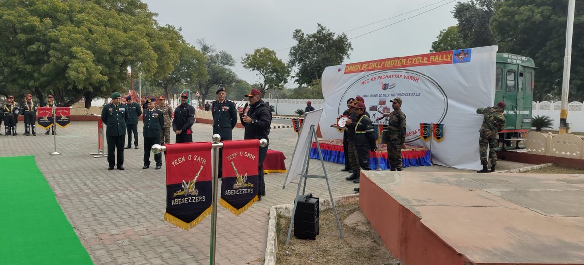MsDp1234's tweet photo. Today #NCCJawaMotorcyclerally reached Alwar,4th &amp; last halt of our bike rally in the rajsthan. We got an honorable welcome in Alwar &amp; flagged in was done by at Alwar Mil Stn by Brig Ashutosh Shukla, SM, Dy GOC
@HQ_DG_NCC  @CMOGuj 
@NCC_Dte_Gujarat 
@ArvindKapoorTYG 
@yezdiforever https://t.co/mBqQ5V9ciM