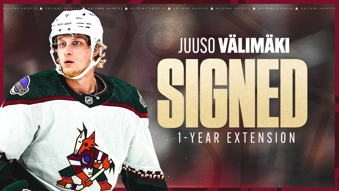 Coyotes_VAVEL's tweet photo. ✍️🏻 @LosYotes firman al defensa Juuso Valimaki una extensión de contrato de 1️⃣ año
#NHLesp #Yotes #LosYotes #NHL https://t.co/3cB8mO1HkR