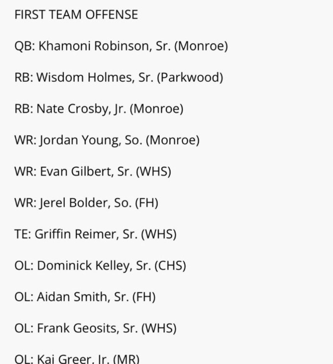 Thankful to have been named First Team All-Union County!