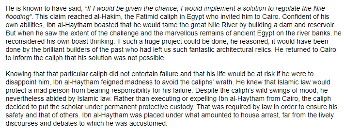 eir.⠀ Educational(?) moment of the week. This is an extract about the real life Ibn al-Haytham, inspiration for Genshin's character.
Doesn't part of this sound a little familiar?

Source (short link) is bit.ly/3j1plMy