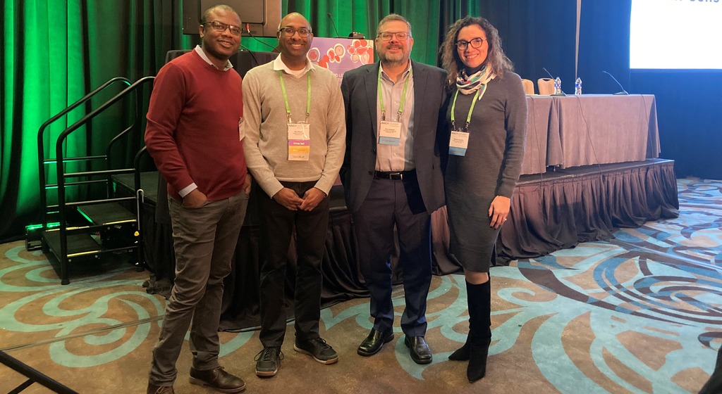 Stanley Adoro, #aacrAMLMDS cochair <a href="/RaviMajetiMD/">Ravi Majeti</a>, Eric R. Lechman, and <a href="/DrMonicaGuzman/">Monica Guzman</a> discussed Stem Cells in a plenary session at the AACR Special Conference on Acute Myeloid Leukemia and Myelodysplastic Syndrome today in Austin, Texas.