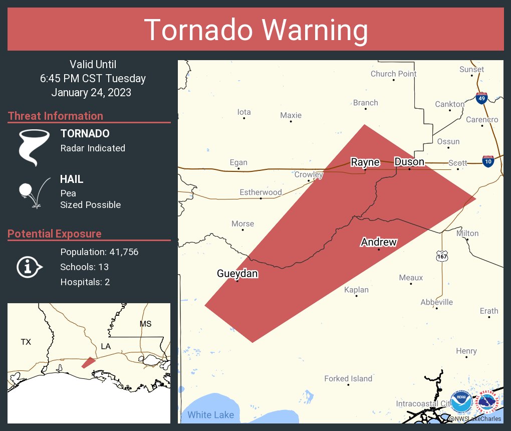NWS Lake Charles on Twitter "Tornado Warning including Rayne LA, Duson