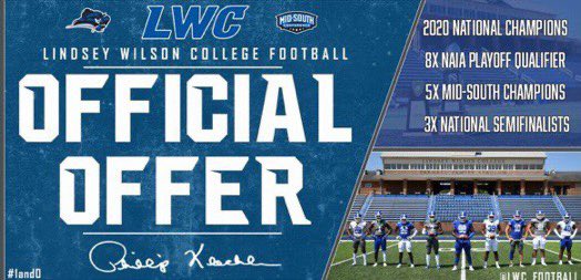 Takoda (@takodajones) on Twitter photo After a great conversation with @Coach_CotterLWC , I am excited to announce I have received an offer from <a href="/LindseyWilson/">LindseyWilson</a>. Blessed to receive this opportunity!
<a href="/Ooltewah_FB/">Ooltewah Football</a> <a href="/RecruitOoltewah/">Ooltewah Football Recruiting</a> After a great conversation with @Coach_CotterLWC , I am excited to announce I have received an offer from <a href="/LindseyWilson/">LindseyWilson</a>. Blessed to receive this opportunity!
<a href="/Ooltewah_FB/">Ooltewah Football</a> <a href="/RecruitOoltewah/">Ooltewah Football Recruiting</a>