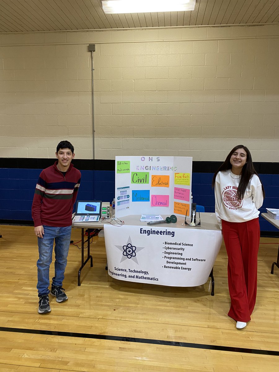 OHS_AGarcia's tweet photo. OHS Engineering @ the 8th grade CTE fair!! So fun getting to show the 8th graders what engineering is all about!! #ChooseEngineering @BigRedBronchos @CTE_ECISD @EctorCountyISD https://t.co/ILwyg41CWk