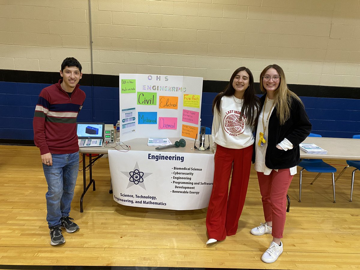 OHS_AGarcia's tweet photo. OHS Engineering @ the 8th grade CTE fair!! So fun getting to show the 8th graders what engineering is all about!! #ChooseEngineering @BigRedBronchos @CTE_ECISD @EctorCountyISD https://t.co/ILwyg41CWk