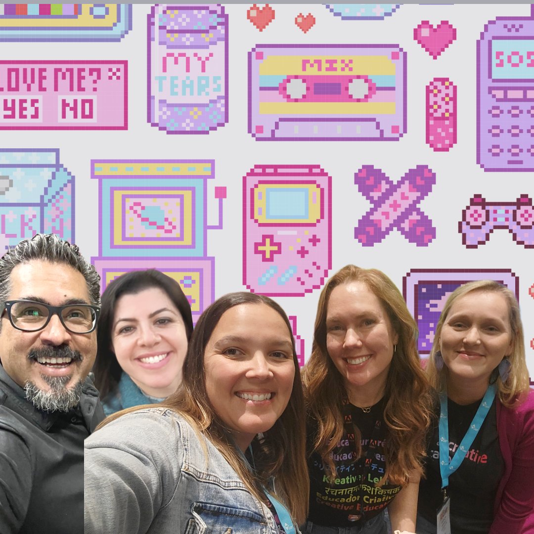 We were missing some of our friends w <a href="/AdobeForEdu/">Adobe For Education</a> today at #FETC, so we used what they taught us in <a href="/AdobeExpress/">Adobe Express</a> to add them to our selfie. #edtech #ACELeader #AdobeEduCreative