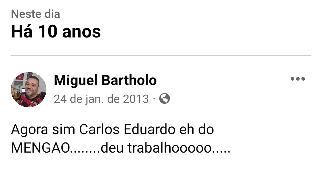 A 10 anos atrás eu já tava iludido....kkkkk...imagina hj em dia???

*OBS: Na época eu trabalhava no Clube e em cima da hora tive que correr com a documentação dele pra registrar na CBF,por isso escrevi que "deu trabalho" 🤣

#Flamengo #Mengao #CRF #RubroNegro