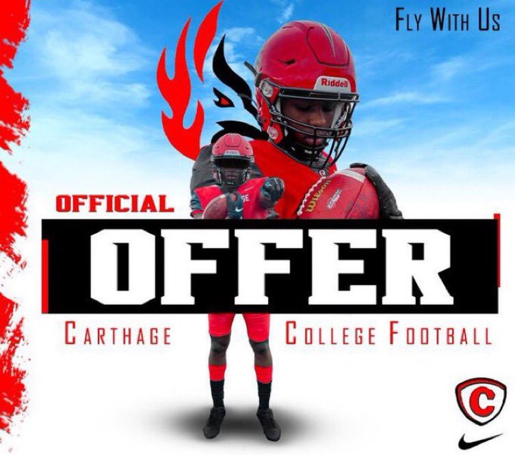 Blessed to receive an offer from Carthage College‼️‼️ <a href="/CoachDustinHass/">Dustin Hass</a>