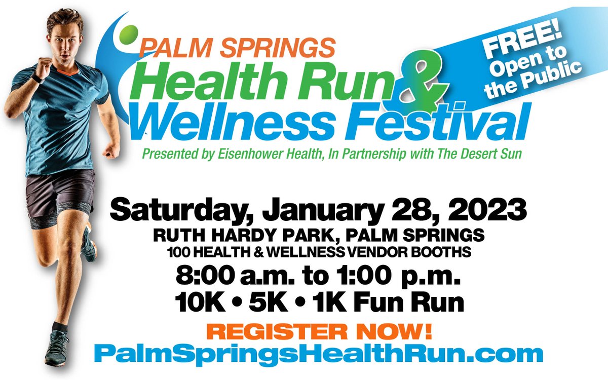 It's not too later to register for this awesome annual run/walk and wellness festival. It takes place Saturday (Jan. 28). Our CEO Dr. Conrado Bárzaga will speak at noon. 
#GetFit #wellness #health #palmsprings #coachellavalley #5K #10K #1K