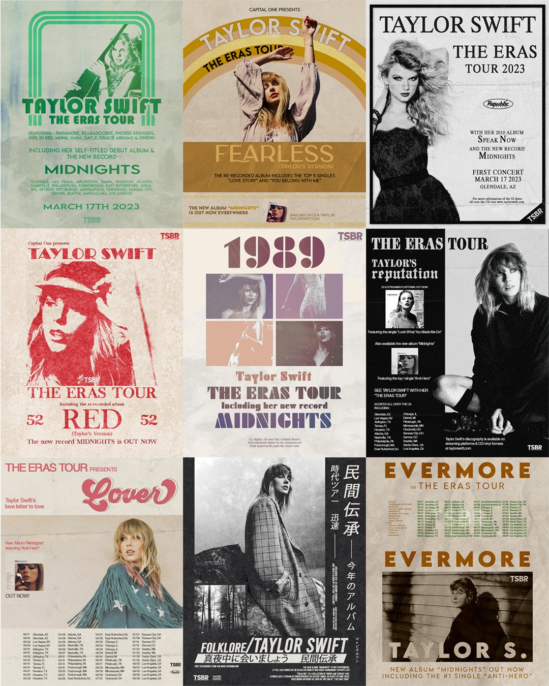 Taylor Swift Brasil on X: Taylor Swift's 'The Eras Tour' as vintage tour  posters A THREAD ✨️  / X