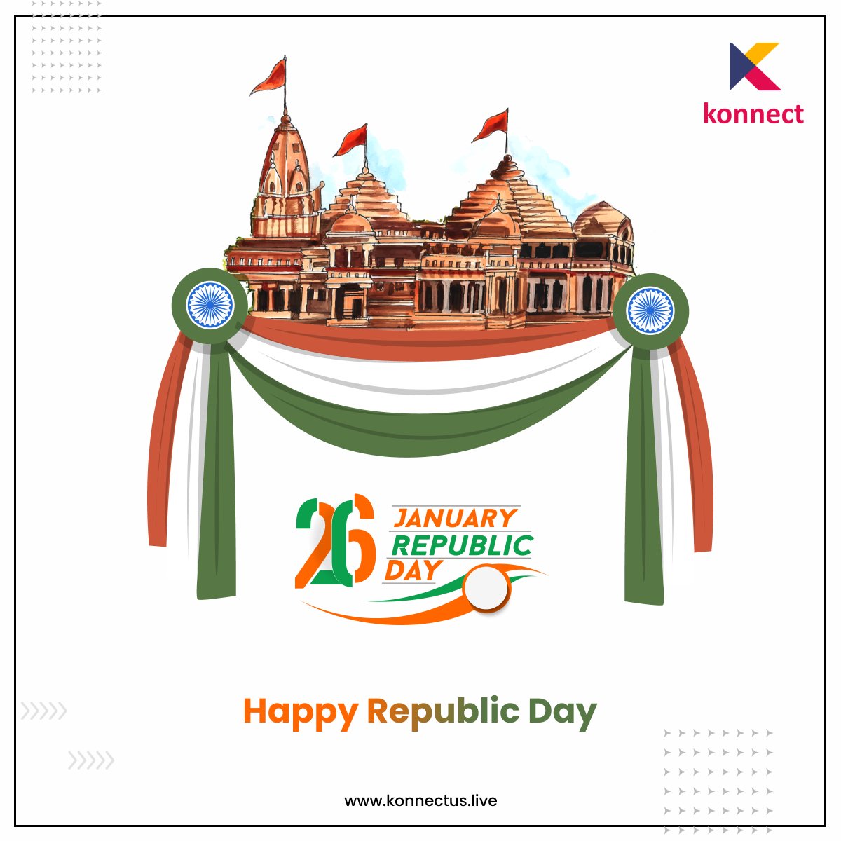 Konnectus_live's tweet photo. The Constitution of India came into effect 73 years ago Today. Celebrate the flag hosting in your society with neighbors.

#RepublicDay #republicday2023 #republicdayindia #konnect #JaiHind https://t.co/AhMZmXKIUz