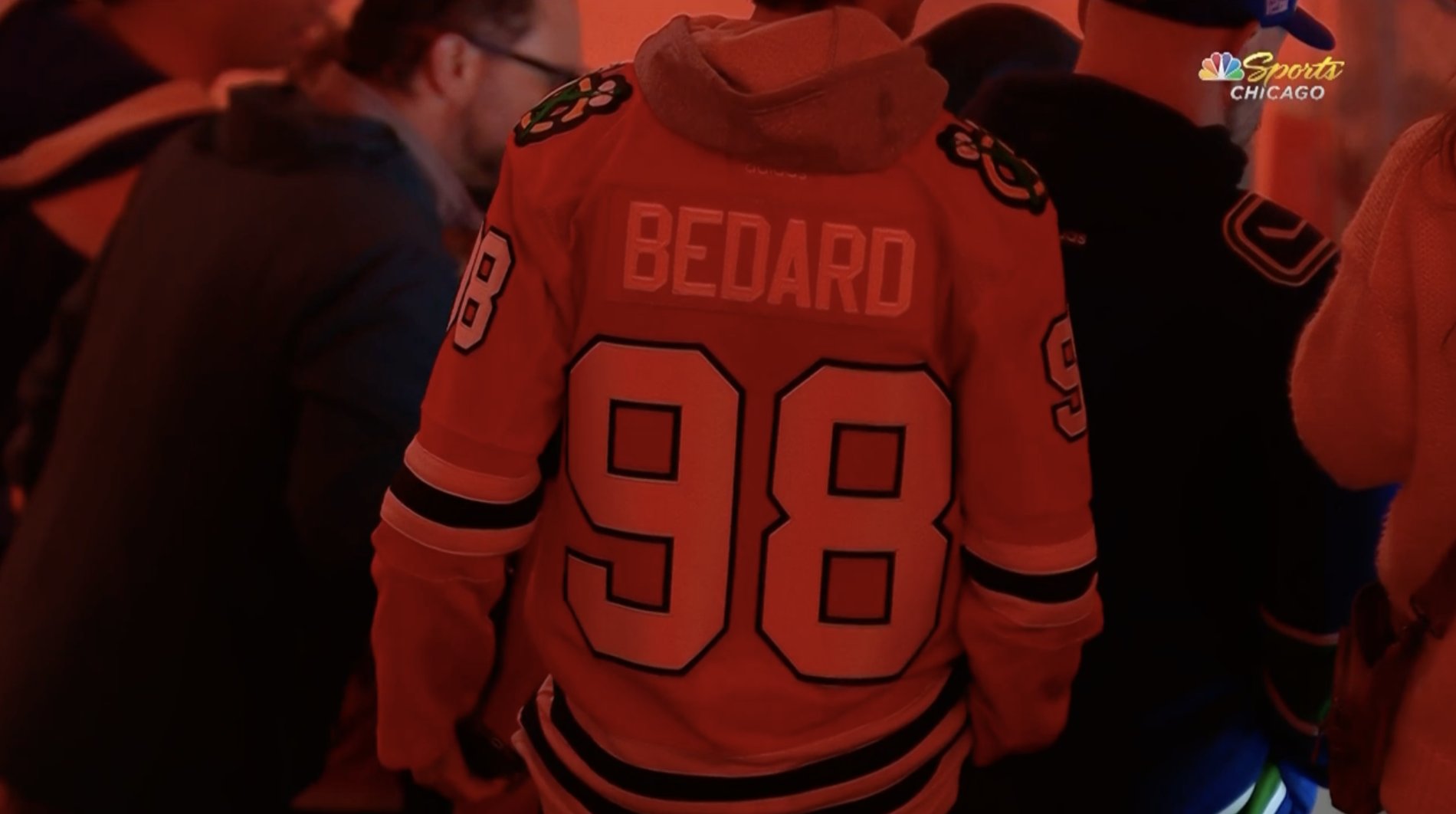 Charlie Roumeliotis on X: #Blackhawks fan wearing a No. 98 Connor Bedard  jersey in Vancouver. Amazing.  / X
