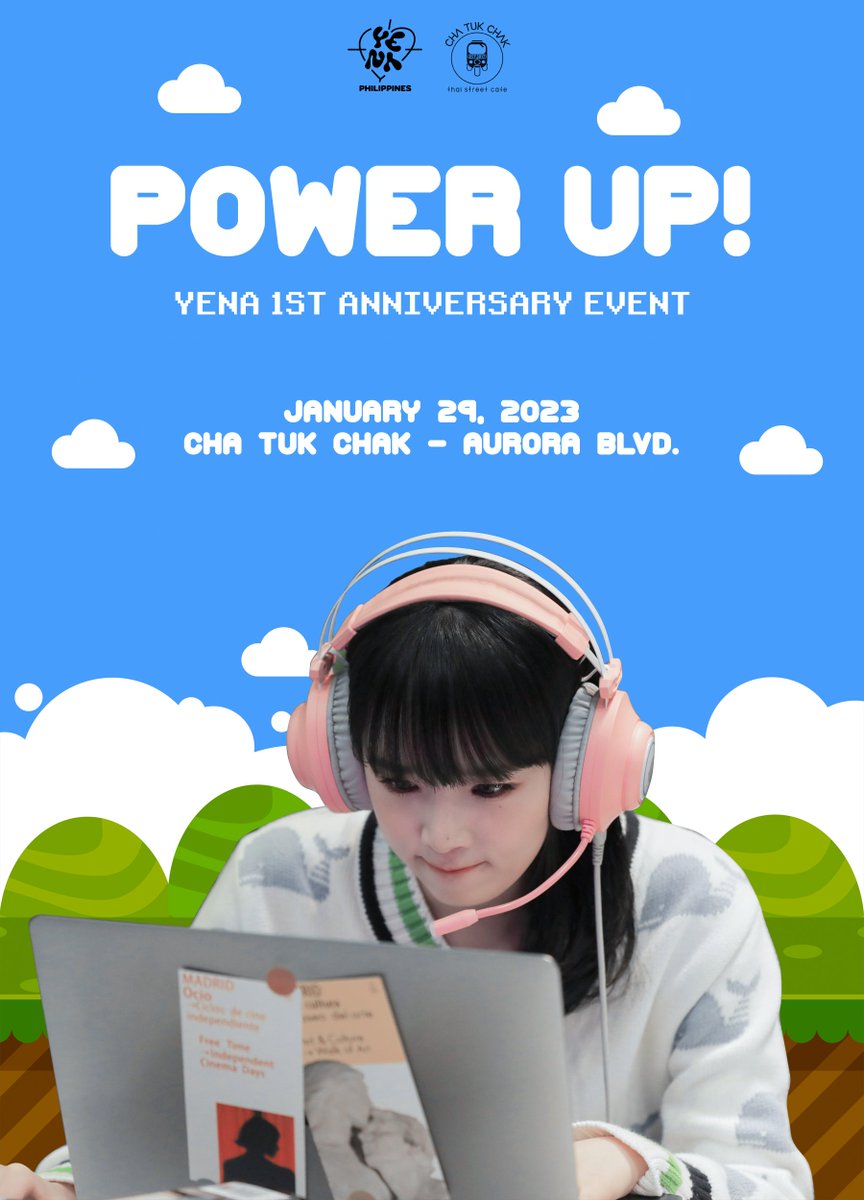 YENA_PH's tweet photo. JIGUMIS! It's time to get your game on 🎮 come and join us in celebrating Yena's 1st Anniversary and comeback, in partnership with @chatukchakph.

Registration Form:
https://t.co/sOBiLj3irW

#POWERUP #chatukchakph
#최예나 #예나 #YENA https://t.co/oa3bLF7BS6
