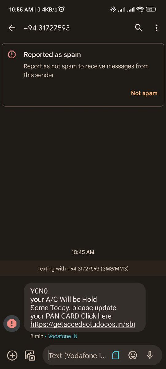 yemzikk's tweet photo. @TheOfficialSBI Are there any data leaks or any data selling inside your bank, When I changed my YONO SBI linked mobile number from one to another, PAN updation scam messages also changed to the new number https://t.co/0wkOhrLE0Q
