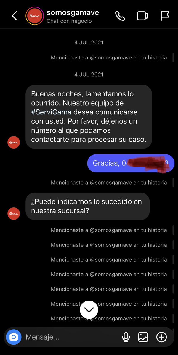 JRafaDelgado's tweet photo. @somosgamave @URlibre @LucioQuincioC @MonitorDolarOf @InformadorVeraz @MinpublicoVEN Adjunto capture de la conversación vía  DM de Instagram. 
Me contactan el día 05 de julio, por ser feriado estuve de viaje, sin cobertura telefónica y aunque indique cuando estaba de regreso no recibí llamada alguna. #SomasGama https://t.co/M5oqS2FrFF