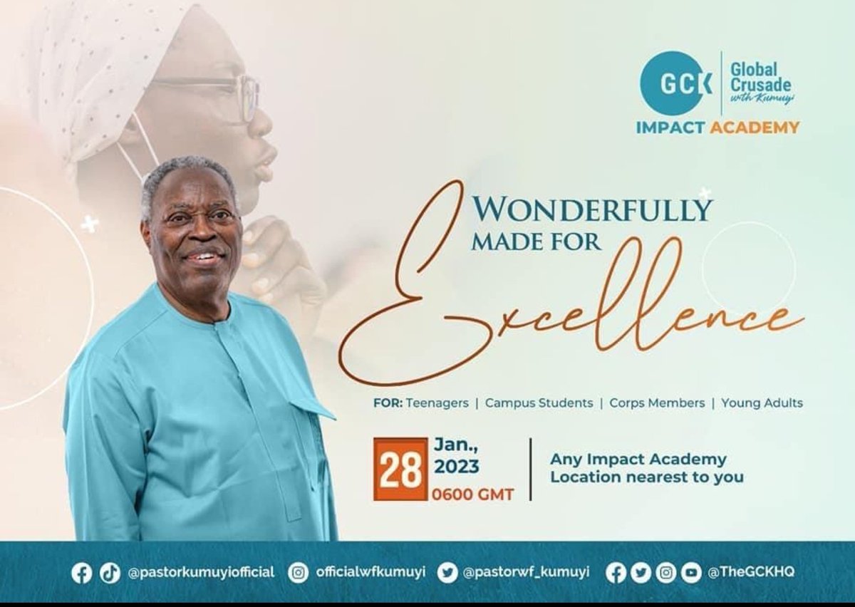 TNnadozie's tweet photo. Beloved,

End the covenant month of January 2023 with an Encounter of Excellence with my father @pastorwf_kumuyi from Thursday.

The best time to be empowered to take your place is from the start of the race.

Wake up and take your place! https://t.co/lKmOna1nvq