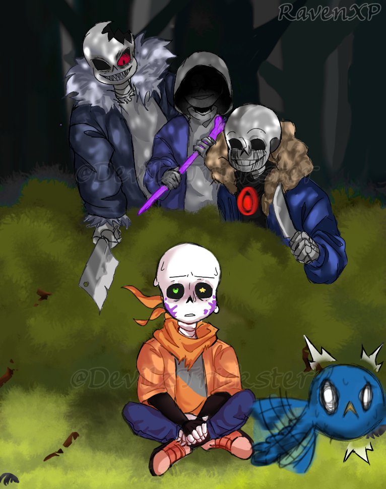 Killer!Sans VS. Fell!Sans - By @zixy on Itaku