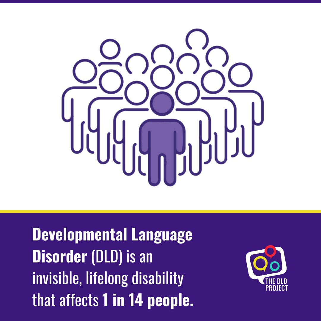 TheDLDProject_'s tweet photo. Developmental Language Disorder (DLD) is a permanent, lifelong disability that affects 1 in 14 people.

Become a DLD ally and learn more about this hidden but common disability here: https://t.co/IQXAieELmA

#devlangdis #Neurodiversity https://t.co/rhK8BtE805