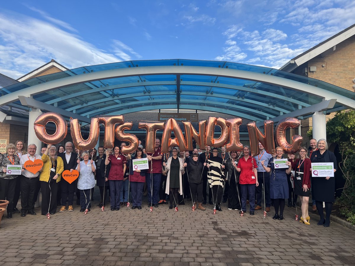 BarnsleyHospice's tweet photo. We are absolutely delighted to let you know that, following our latest Care Quality Commission (CQC) inspection, we have been awarded the highest overall rating of OUTSTANDING! 
(1/3) https://t.co/MAOXD3BCWD