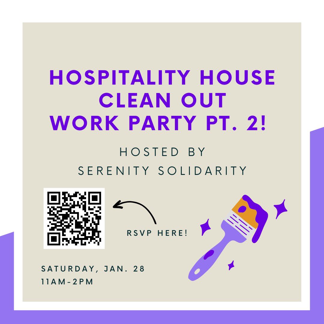 ejcatuva's tweet photo. join us this Saturday (January 28th) for another community workday cleaning (and painting!) two hospitality houses will be used to house vulnerable folks in c’ville! lunch will be provided &amp; we are carpooling, so please fill out the rsvp form by 8pm Thursday~ https://t.co/hCeseqOykY