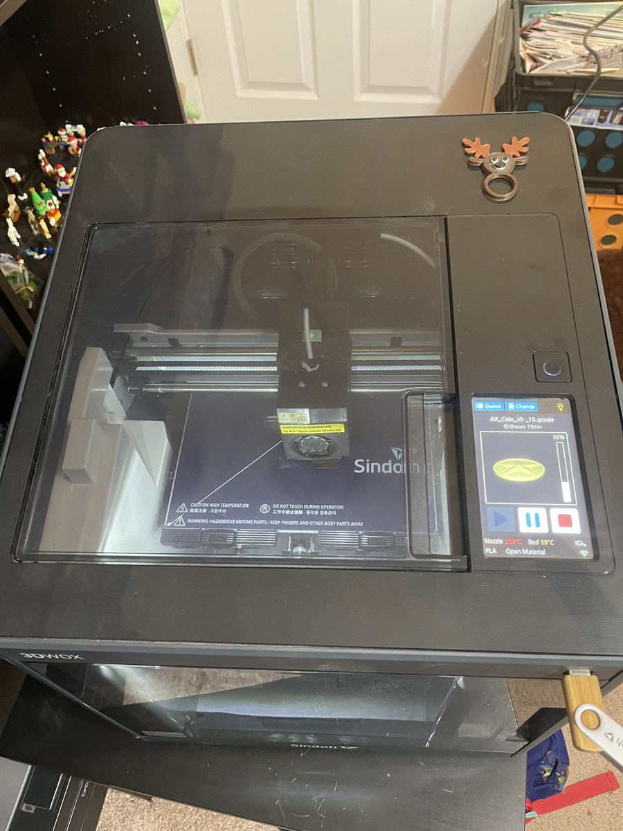 4 years ago I won this printer for my reindeer napkin holder replacement. It has been sitting on the printer rack for a while now, unused due to the filament chip requirement. Today it lives again, Sindoh has allowed me to use the test firmware for open filament.