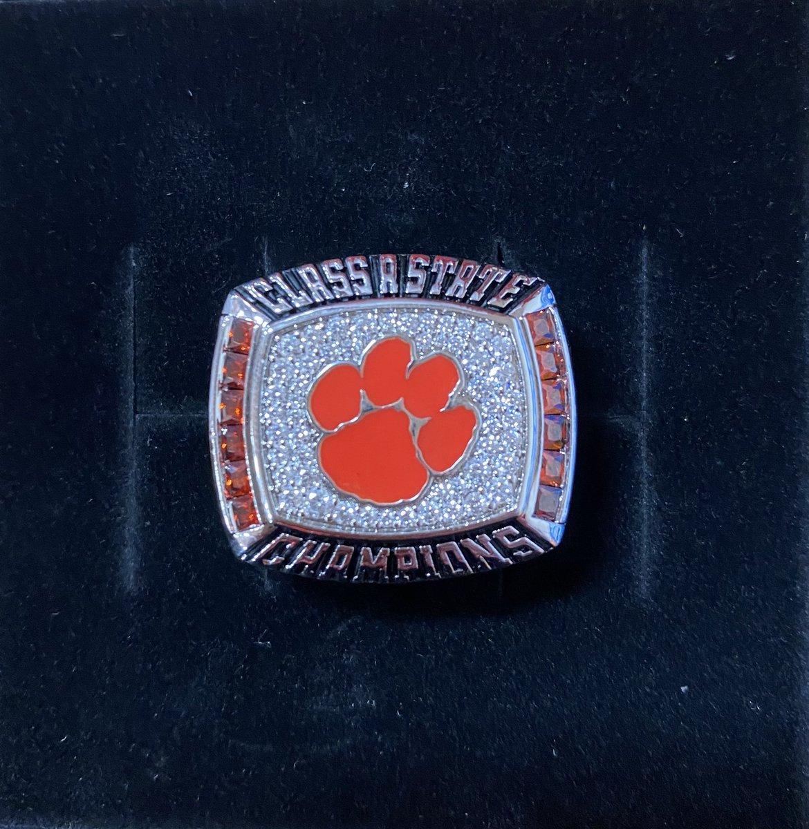 Check out our bling!!! We had our state champion ring ceremony at the girls’ basketball game tonight. Can’t wait to try and win another one of these next fall.