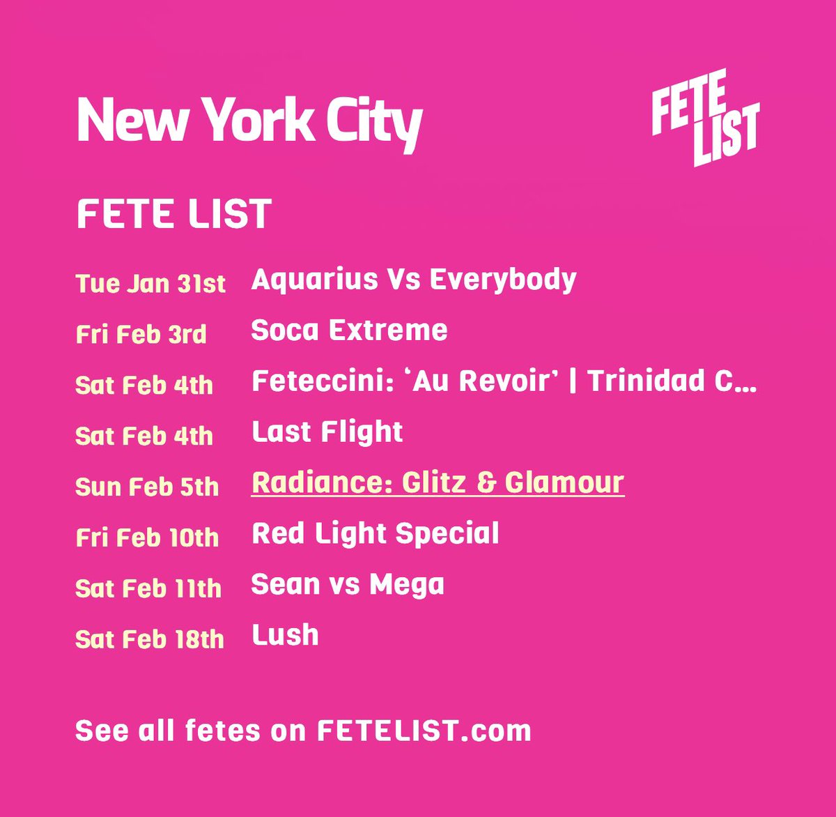 Upcoming NYC Fetes this week!
