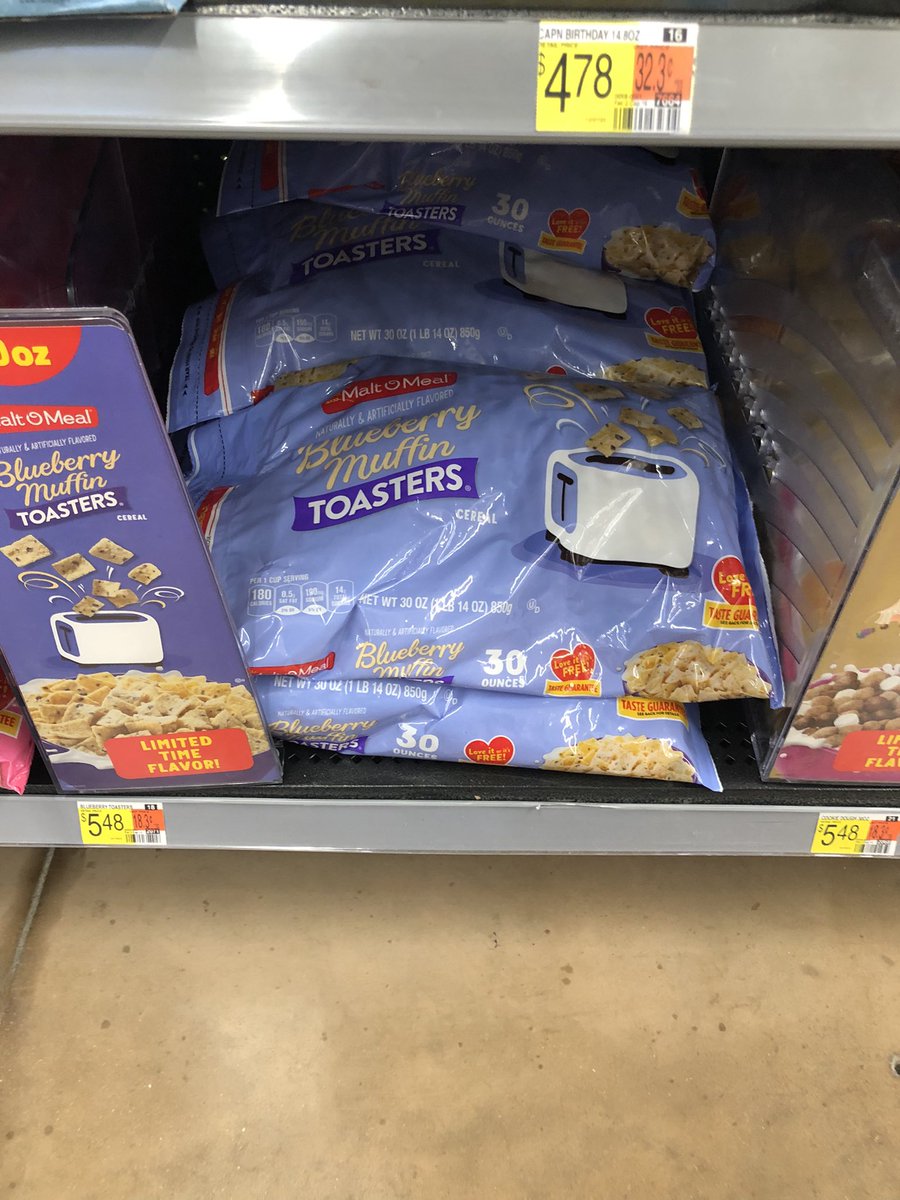 theScottyV's tweet photo. @cerealouslynet looks like you already found the maple bacon but I saw both of these at the GR Alpine Walmart. Big fan of oat crunch and cairn wait to try MOM’s take. @JustinMcElroy  want to go halfzies on a bag of blueberry muffin toasters? https://t.co/GKp5eO0CWw