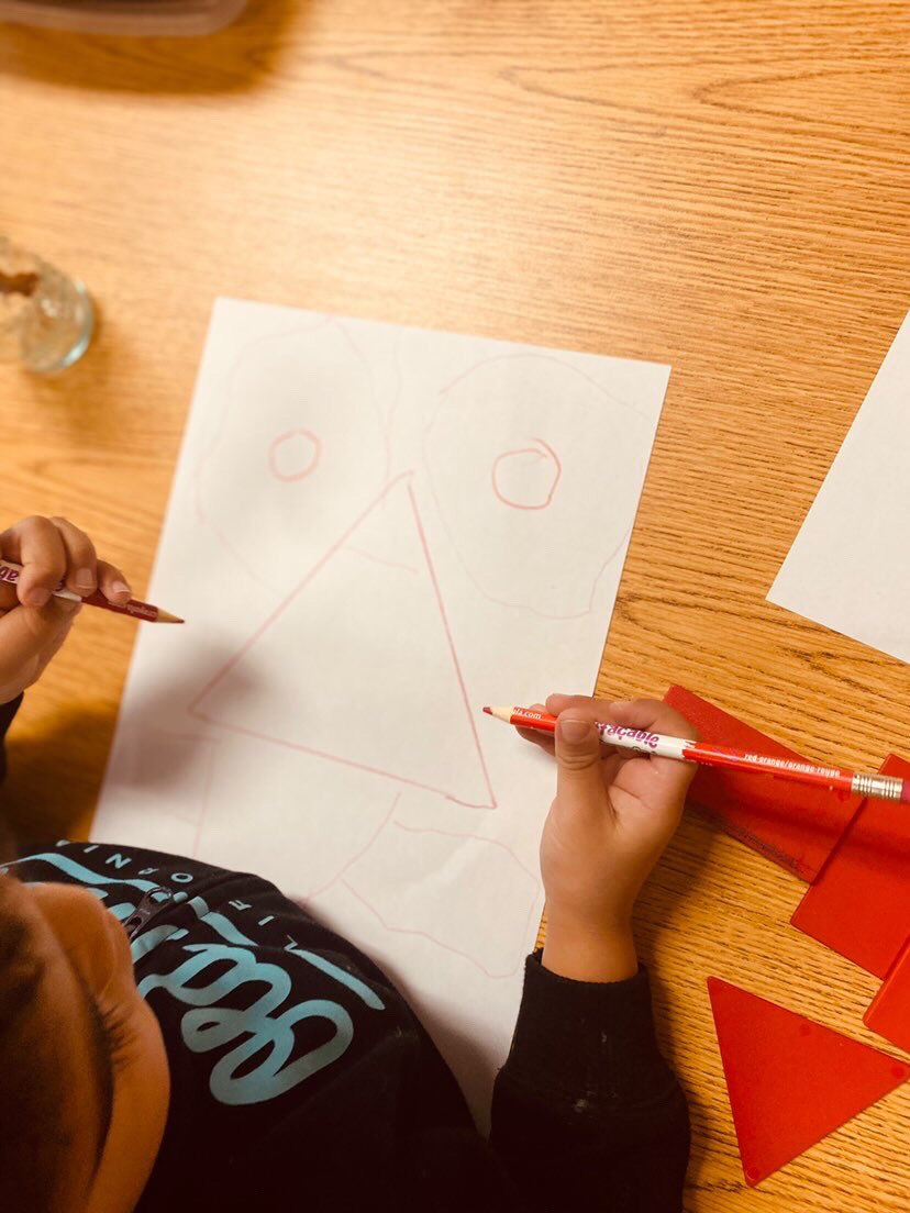 Shape play…just add some googly eyes and the shapes come alive!