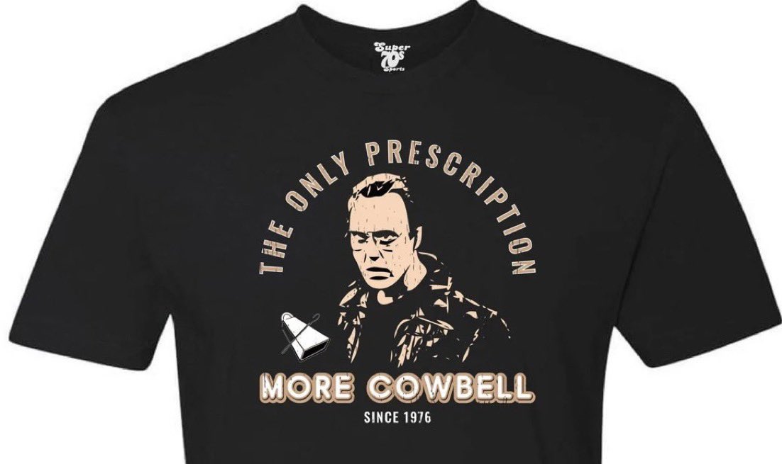 Super70sSports's tweet photo. “Guys, it doesn't work for me. I gotta have more cowbell.”

“Can I just say one thing? If Bruce Dickinson wants more cowbell, we should probably give him more cowbell.”

“I got a fever! And the only prescription is more cowbell!”

👉 https://t.co/FnSrykhzSx https://t.co/lgWumffq89
