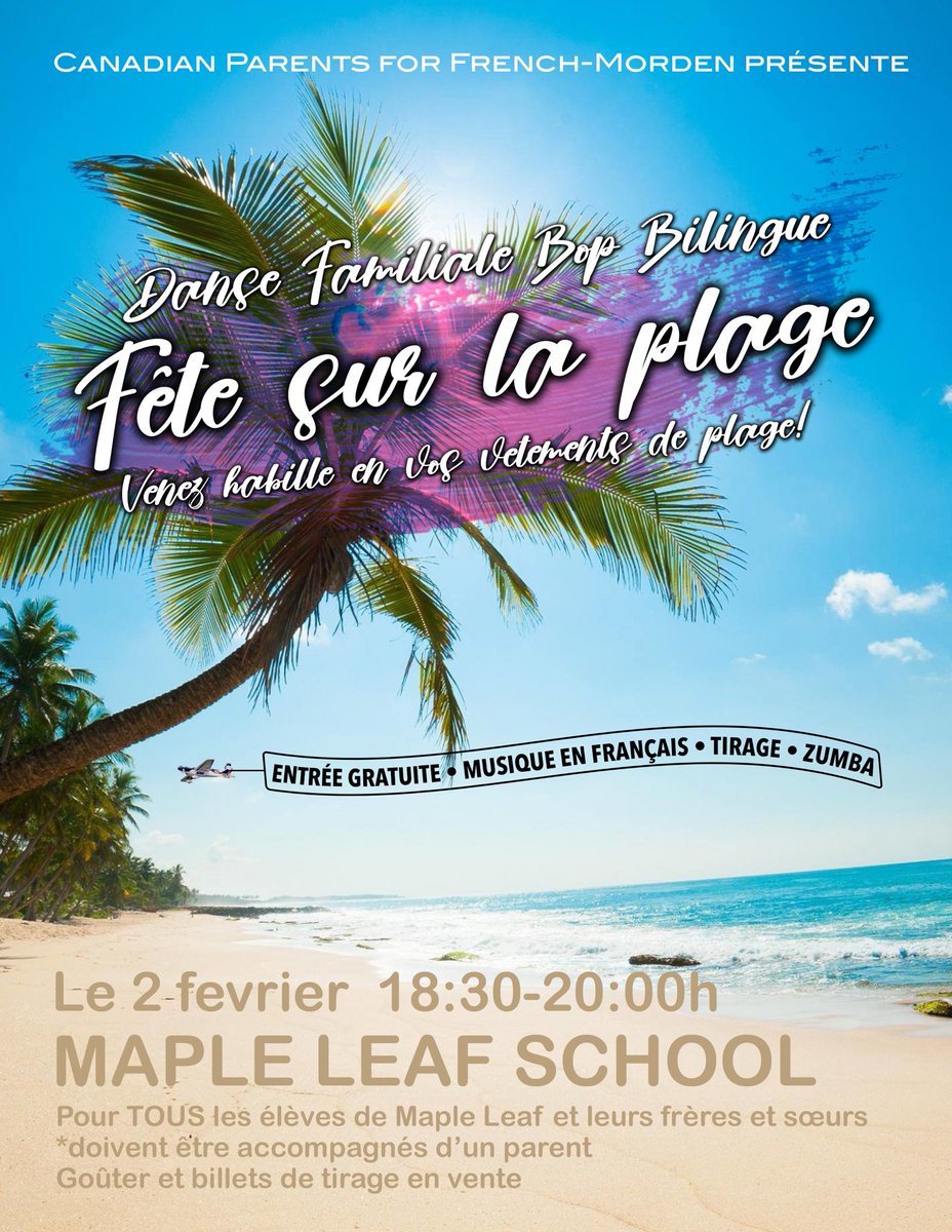 CpfMorden's tweet photo. Canadian Parents for French - Morden Chapter will be hosting the Bilingual Bop family dance on Feb 2. This free dance is open to ALL Maple Leaf students and their families. French music, Zumba, snacks, a performance from Fun &amp; Fire and more!  Click on the poster for more details https://t.co/iYjQpruXh9
