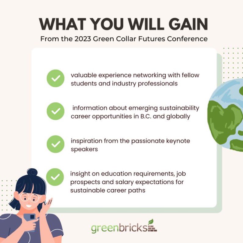 GreenBrickBC's tweet photo. The Green Collar Futures Conference, coming up on February 11th, is a great way to gain networking experience, as well as knowledge on the growing green economy. And the best part is - it's free for students grades 9-12! Read more about the conference through the link in our bio. https://t.co/dxdpxy0gJ2