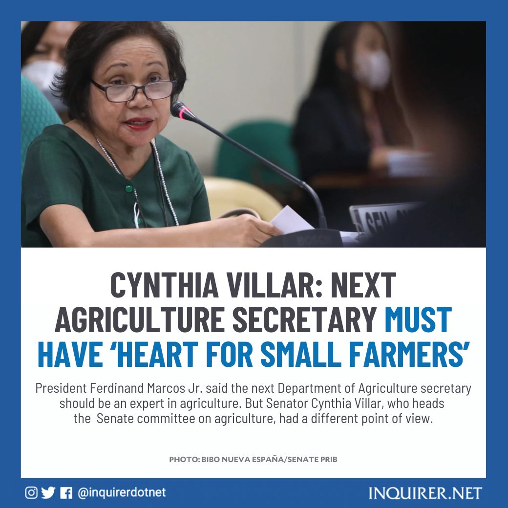 inquirerdotnet's tweet photo. Villar: “Maraming expert kaya lang kung wala namang heart for the farmers aapihin din ang small farmers.”

READ: https://t.co/JUfFmSAx6w https://t.co/Gh5tr9ymgT