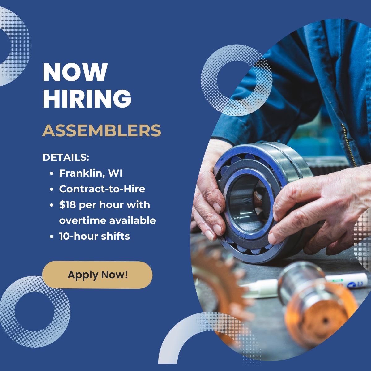 We are #NOWHIRING for assemblers in Franklin, WI! DM us to apply or click the link to be directed to the application page! First and second shift opportunities are available! jobs.sterling-engineering.com/jb/Assemblers-…

#assembler #staffing #recruiting #jobsearch