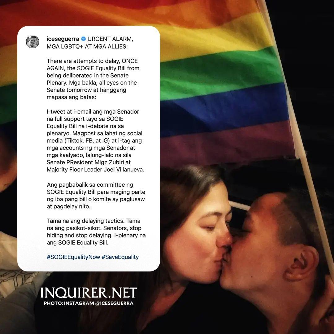 'MGA BAKLA, ALL EYES ON THE SENATE'

LOOK: Singer Ice Seguerra calls on the members and allies of the LGBT community to urge lawmakers to fully support the SOGIE Equality Bill amid alleged "attempts to delay" the measure from being deliberated in the Senate.  | 📸 Seguerra
