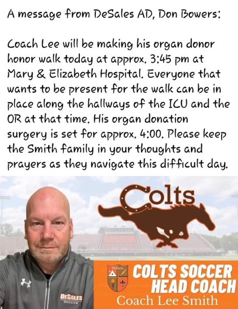 StXTigerSoccer's tweet image. Our hearts go out the family of Coach Smith and our brothers @DeSales_soccer as well. He was a great man who led by example even as his time on this world came to a close. Organ donation is the most Christic act a person can offer. Thank you Coach on a job well done. Proficiat!