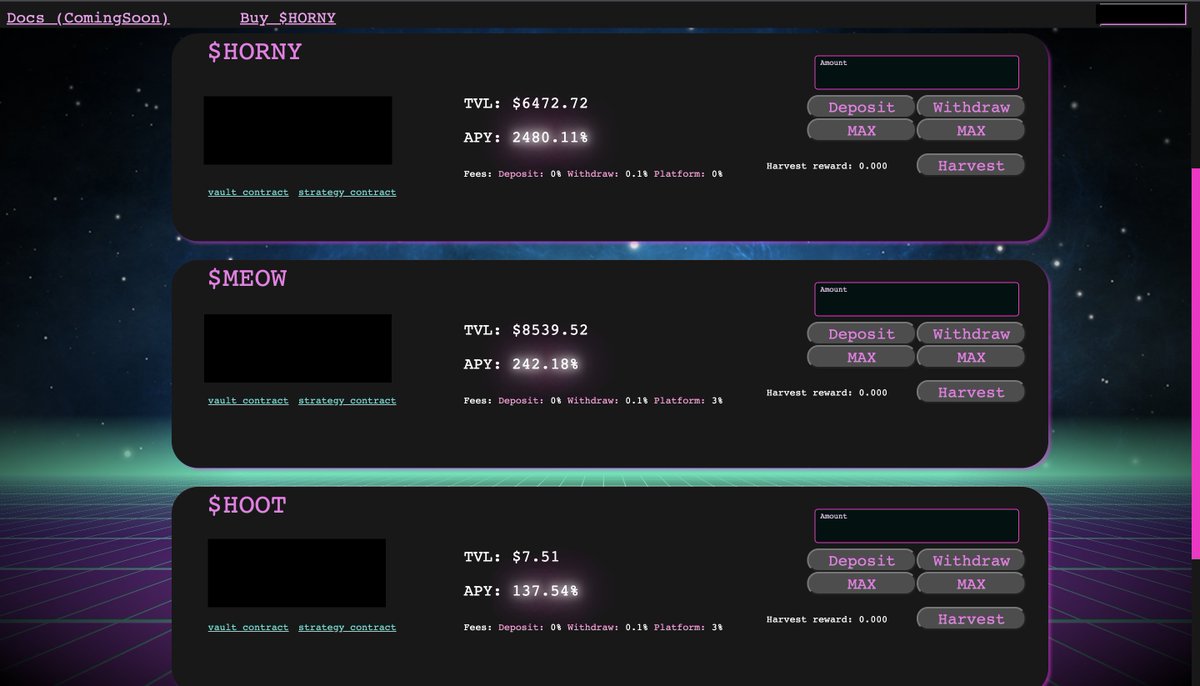 HornyHyenasNFT's tweet photo. Devs have been HARD at work
$MEOW &amp; $HOOT pools have been added to https://t.co/ks9dlFWMyq
$HORNY APY sitting at 2480% 
Tokens only available on @GumBallProtocol https://t.co/G17u3O94Ji
