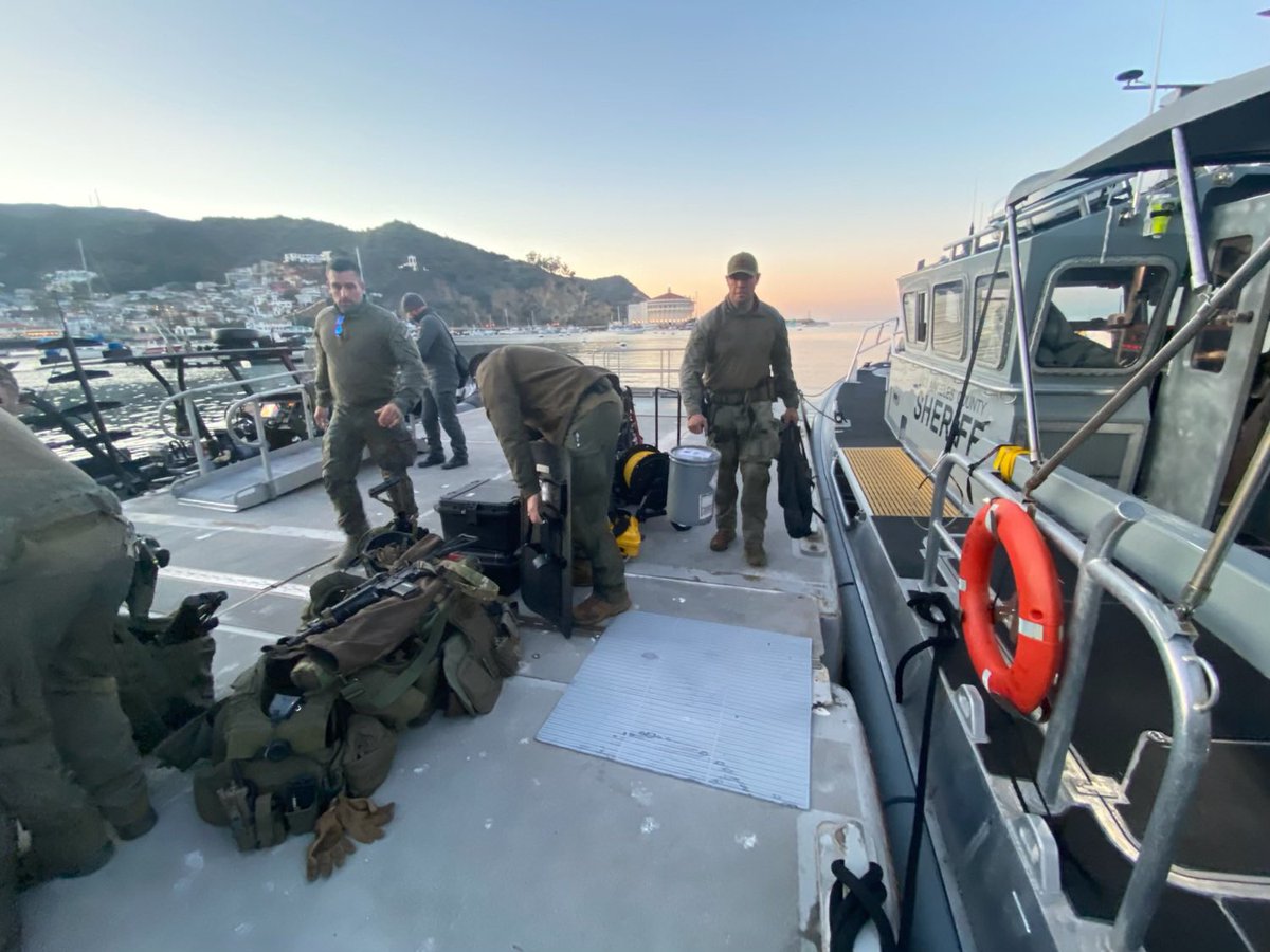 SEBLASD's tweet photo. #LASD SEB SWAT personnel on scene at Catalina Island in response to an armed, barricaded, assault with a deadly weapon suspect who fired shots from the location. Working to safely resolve the incident. https://t.co/HDOIMbXfOA