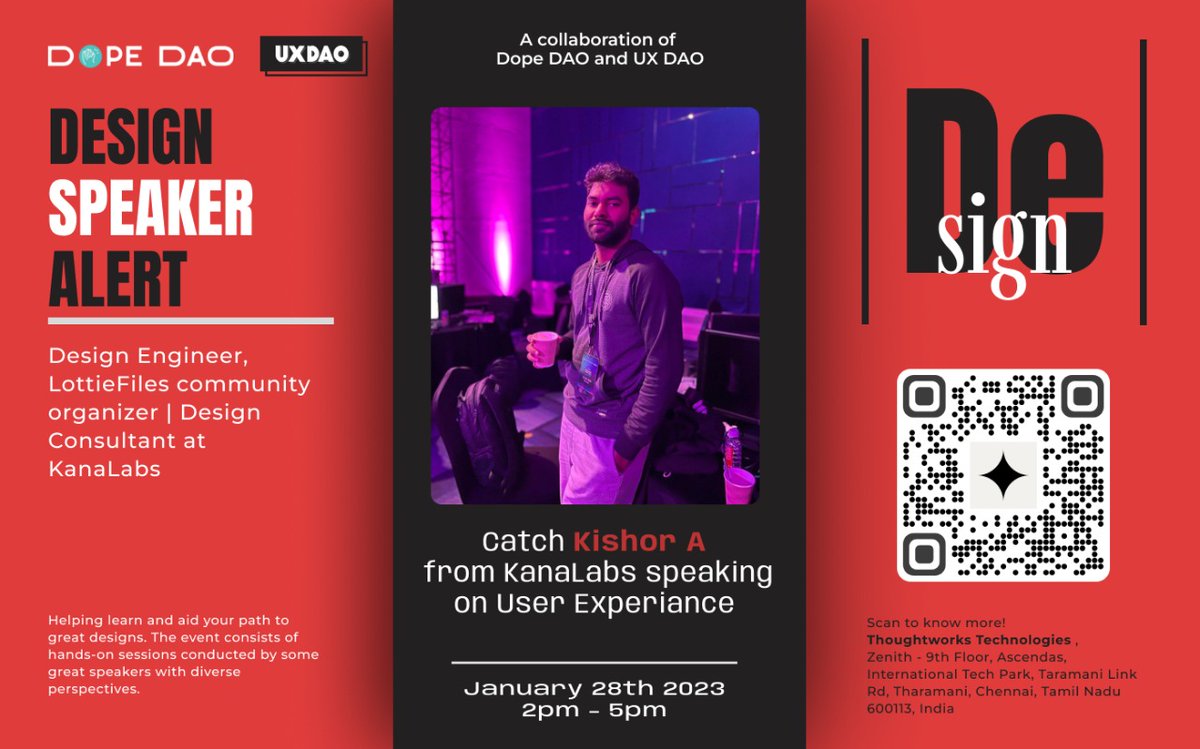 Catch <a href="/_k1sh0r/">Kishor</a> ,the Design Consultant of <a href="/kanalabs/">kanalabs</a> speaking on the User Experience 🙌🚀

Register Now!

#DopeDAO #web3 #community #dao #DeSign #design