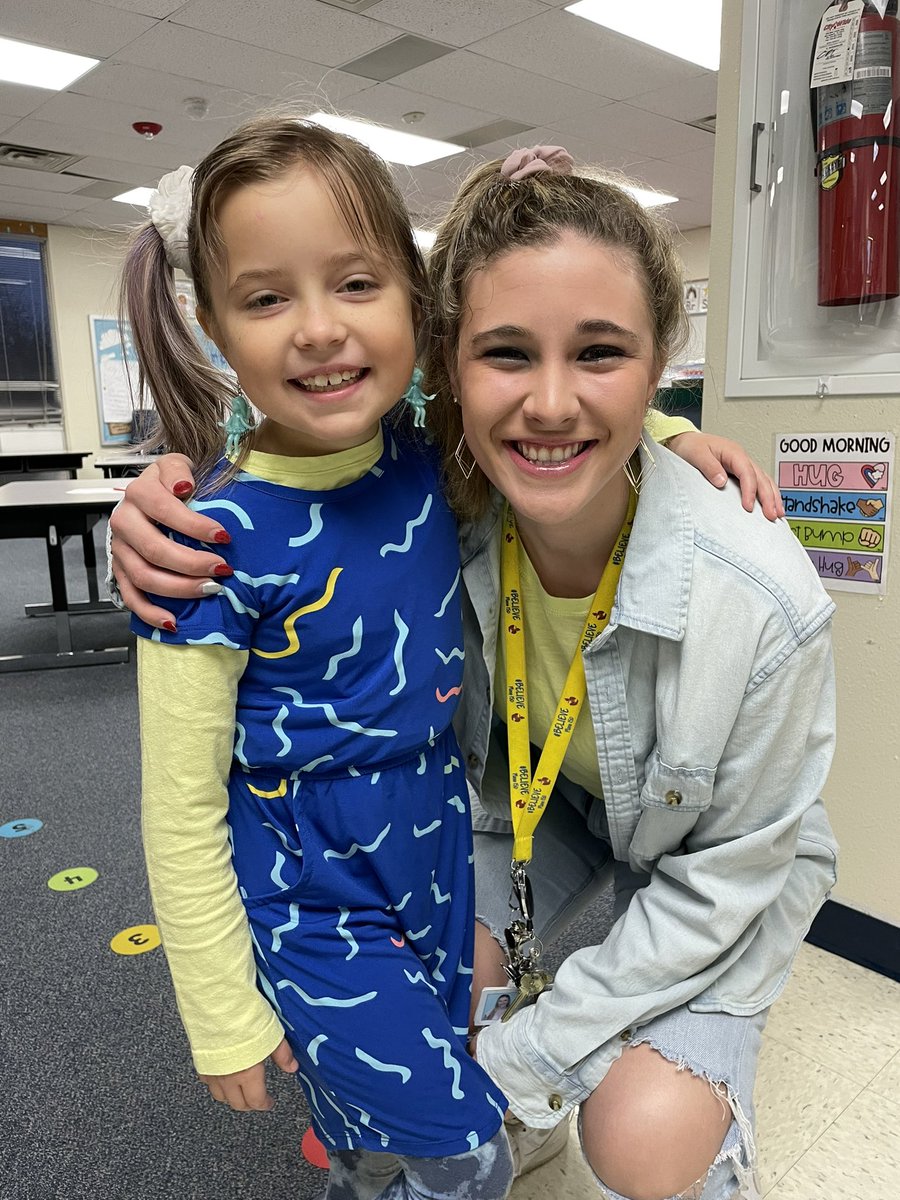 Sra_Wade's tweet photo. I’m always down for a “decades” dress-up day! 80’s vs 90’s !!! #SraWade2ndgrade #ChristieCubs #ChristieNation #ChristieCareerWeek23 https://t.co/OZ3y0Q2bFb