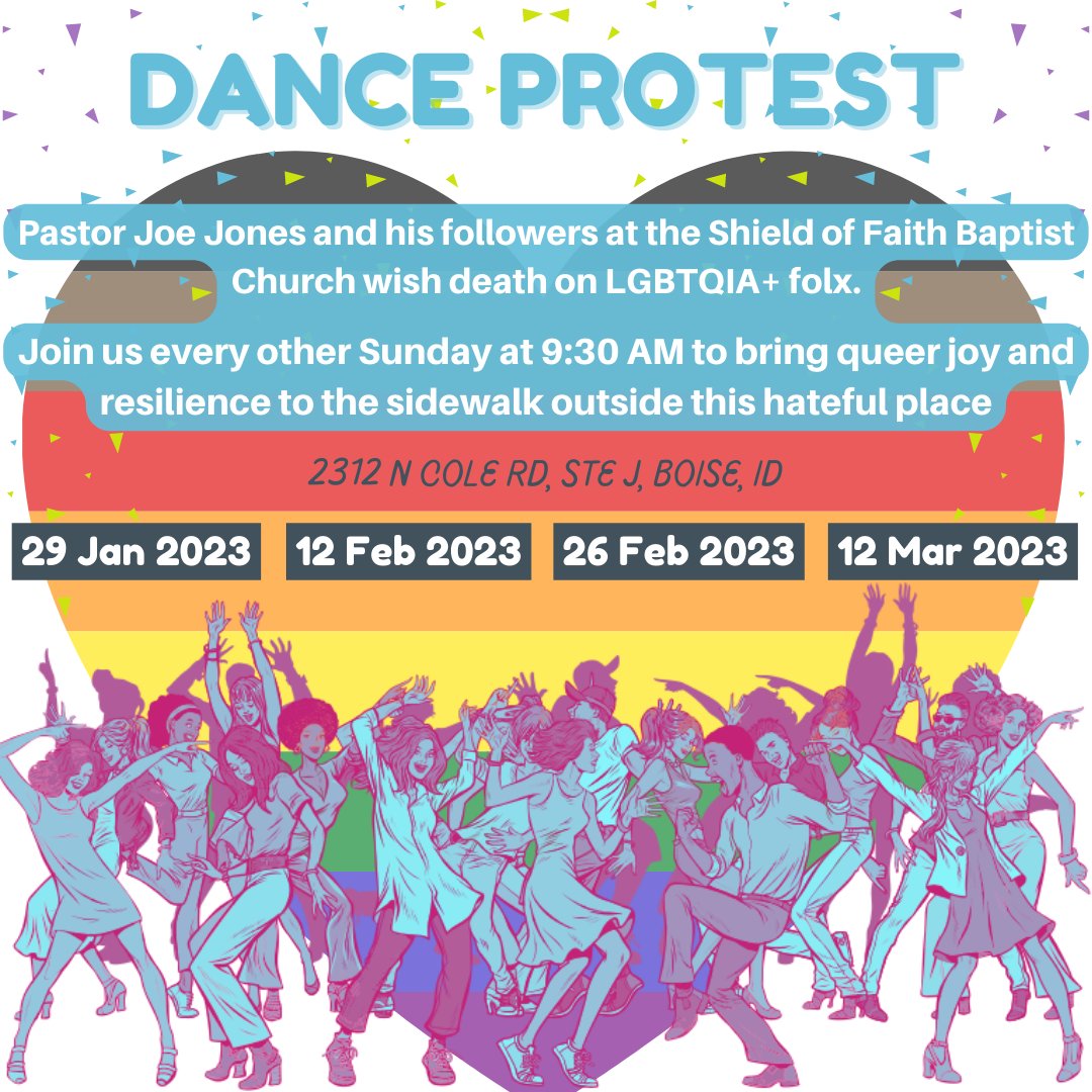 He ain't stopping, so neither are we!

See you out there Jan 29th and beyond (subject to change)

#boisepride #pride #shieldoffaith #danceprotest