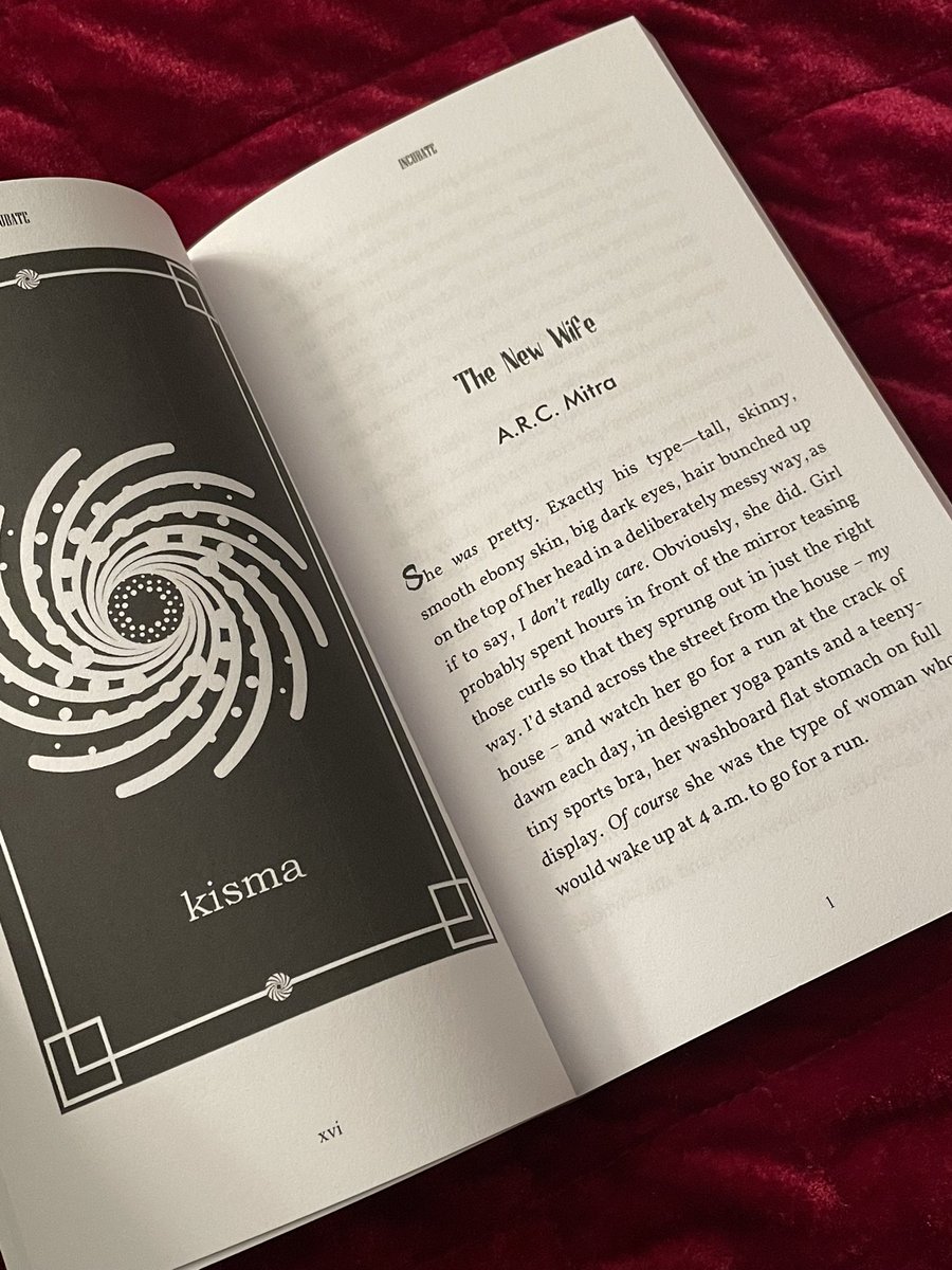 ARCMitra's tweet photo. I’ve been out of town for the past few months, so imagine my delight to come home to my contributor’s copy of #SpeculationPublications’ Incubate: A Horror Collection of Feminine Power. Thanks @UtterSpeculati1 and grab a copy of this beautiful and timely anthology! https://t.co/5nSieftnWC