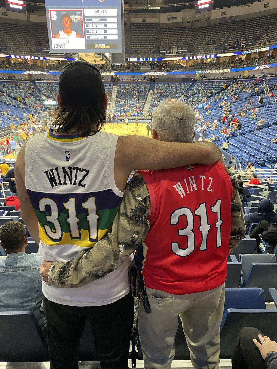 LSUABW's tweet photo. #PelicansGameday let’s geaux Pels!
#fathersonduo @311 https://t.co/d4Cm5oesLg