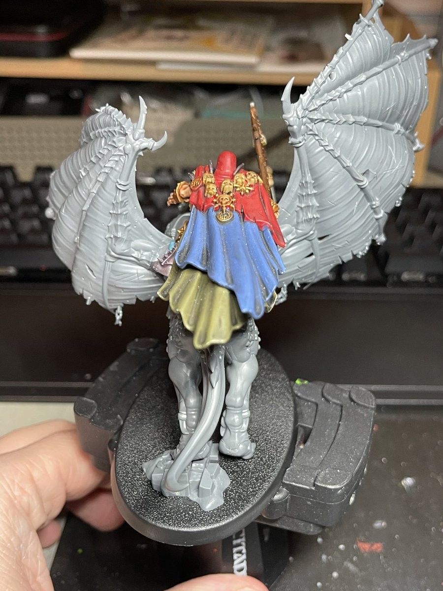 Sigmalthus's tweet photo. Rough draft of my chaos sorcerer lord on manticore kitbash #Warmongers #ageofsigmar https://t.co/0jMEqs2XeJ