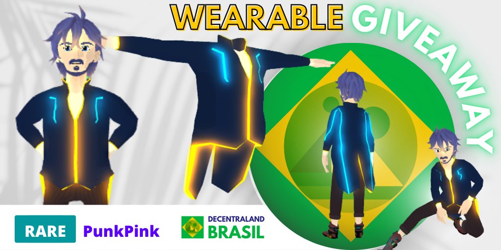 DCL_Brasil's tweet photo. 🎁#giveaway
#NeonJacket #NFTGiveaway
🏆1 winner
To participate:
1️⃣ Follow @atrovenado @DCL_Brasil @PunkPink__
2️⃣Like and Retweet
3️⃣Tag 3 friends + Wallet
⏰ 48h | Good Luck
On sale: https://t.co/xRPBFVxVMJ
#decentralandbrasil #NFT #metaverse #wearable https://t.co/dc0chgGKc6
