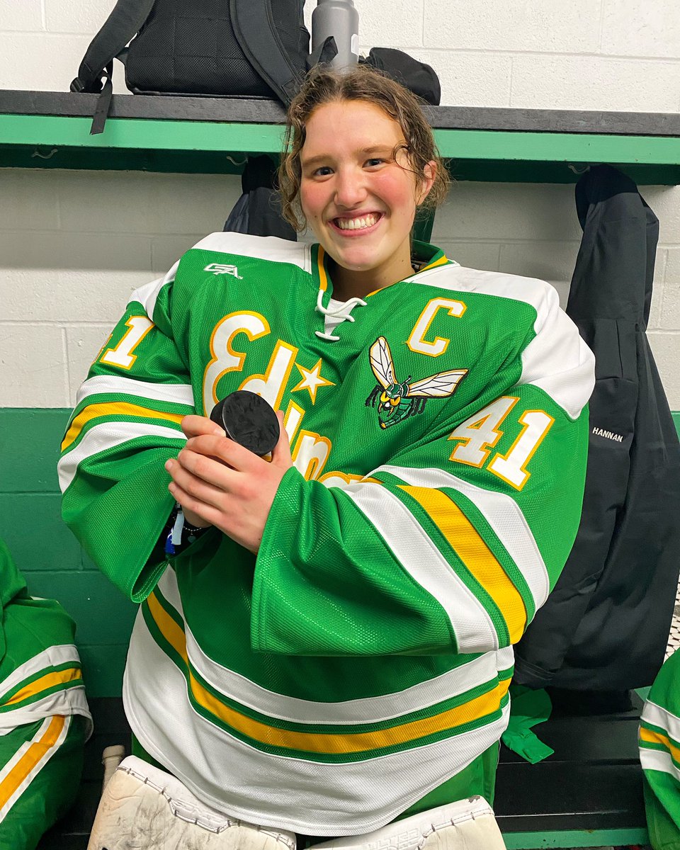 EHSgirlshockey's tweet photo. PSA: We have a new record holder on our hands!!!!!! 🤩 Uma Corniea has now officially become the winningest MSHSL goalie of ALL TIME with 96 career wins!!!!!!!!!! 🤯👏🏻 🔥

We cannot tell you how proud of you we are, Uma! Congrats on an incredible accomplishment!!!!! #GOAT 🐐🐝💚 https://t.co/BMW4g4aPic