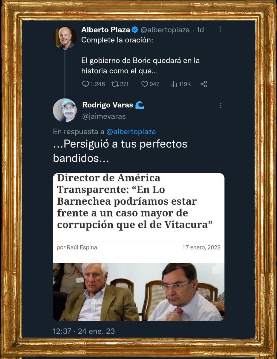 MuseoTuitero's tweet photo. 🖼️«Porque son unos perfectos bandidos, que han robado todo por asalto»
Óleo sobre tela, enero 2023. https://t.co/bw0gHWM71a