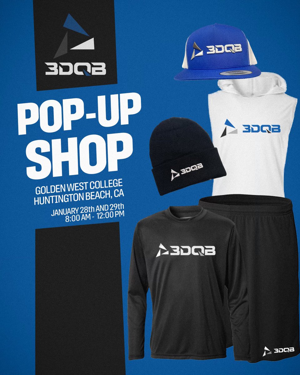 Pop up shop coming up this weekend! Don’t forget to stop by and purchase some new #3DQB gear ! 👕 🧢