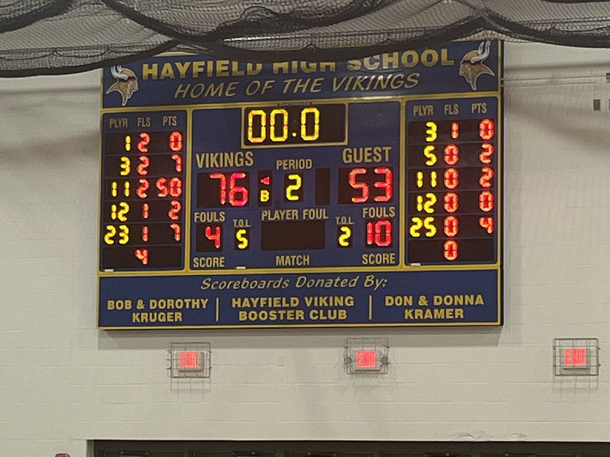 HHSVikings's tweet photo. Congrats to @IMATTI11 for breaking the school record for points in a game. David Johnson (who was at the game and pictured with Isaac and Coach Pack) had the record with 47 points. https://t.co/47Uy3ZblC7