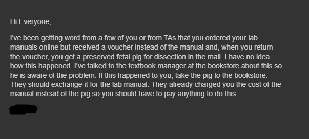 This email made my day! I do like this barter system of a pig for a book 🤣